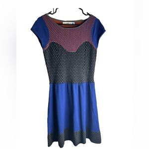 Anthropologie Sweater Dress S Lambs Wool Angora Cashmere Colorblock Retro Boho